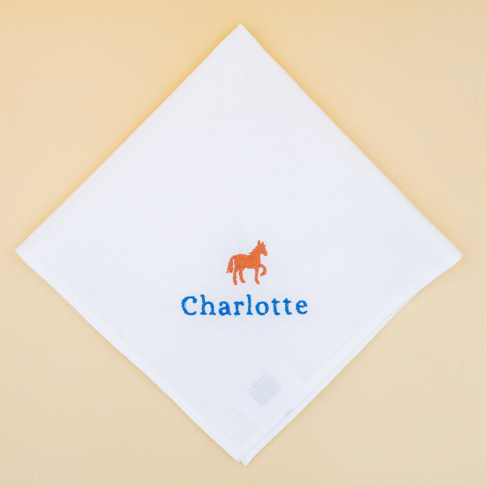 Mouchoir en tissu brodé cheval